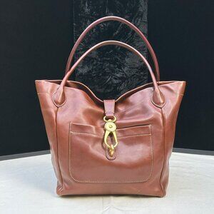 Dooney & Bourke Florentine Natural Smooth Leather Logo Lock Large Shoulder Bag